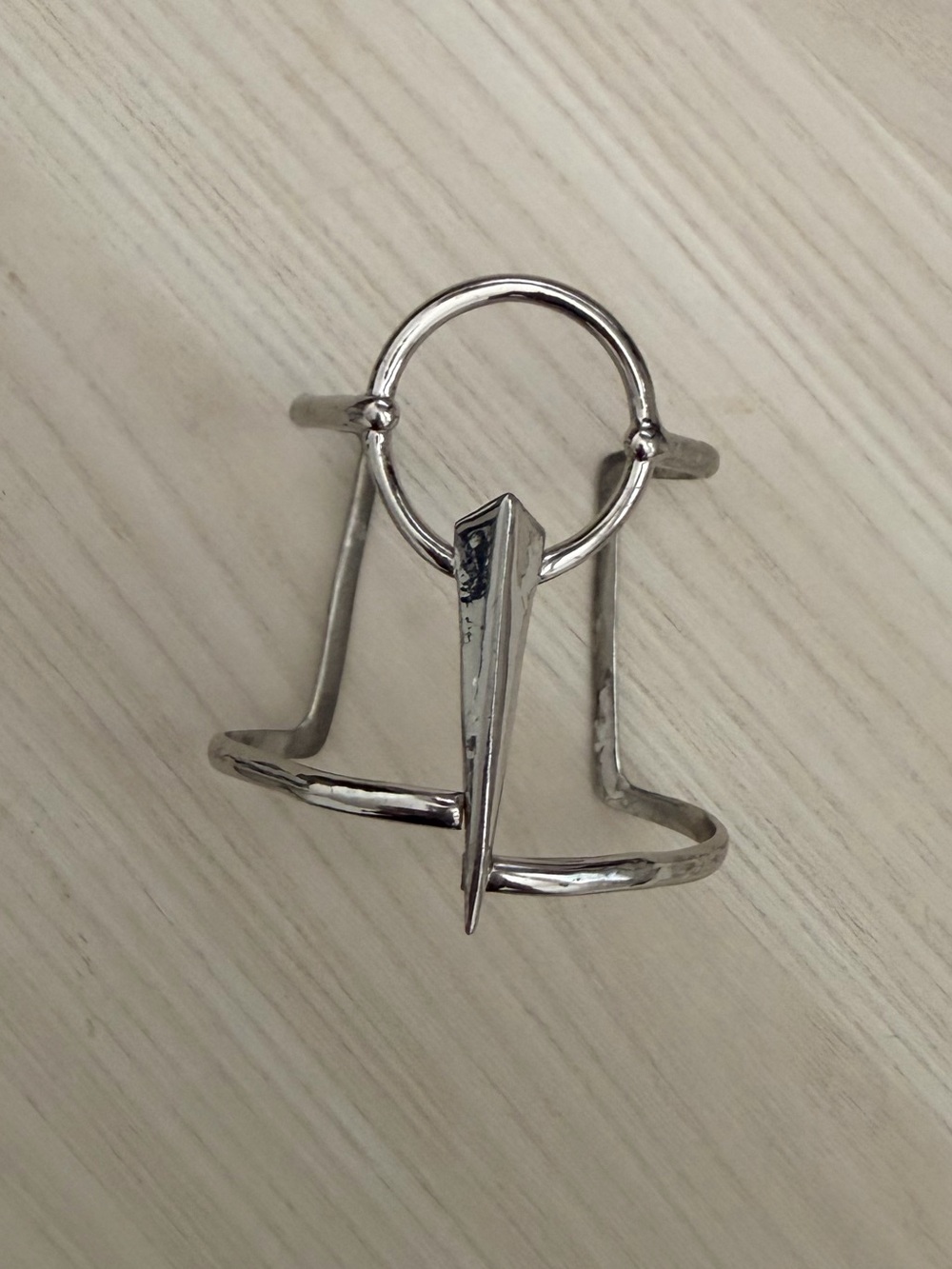Alexis Bittar Silver Pierced Pyramid Ring Cuff Bracelet